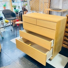 MUJI muji 無印　無印良品　木製チェスト　オーク材　突板　4段チェストの画像