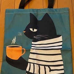 新品 エコバッグ クロネコ 黒猫 ねこ コーヒー ヨーロッパの画像
