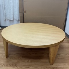 高級　折りたたみテーブル　座卓　エムズワークス　M's works　円卓　リビングテーブル　丸　ローテーブル　食卓テーブル　折れ足の画像