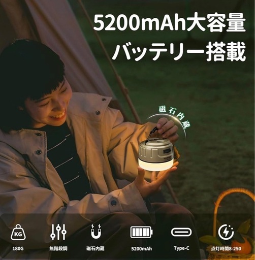 【新品未使用】モバイルランタン2個セットType-C充電式 キャンプ アウトドア