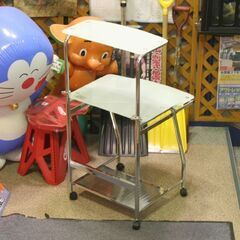 ガラス天板 PCデスク キャスター付き 幅58×奥行54×高さ111～131cm プリンター台・キーボード台付き 札幌市 清田区 平岡の画像