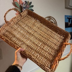 木カゴ　木トレーの画像