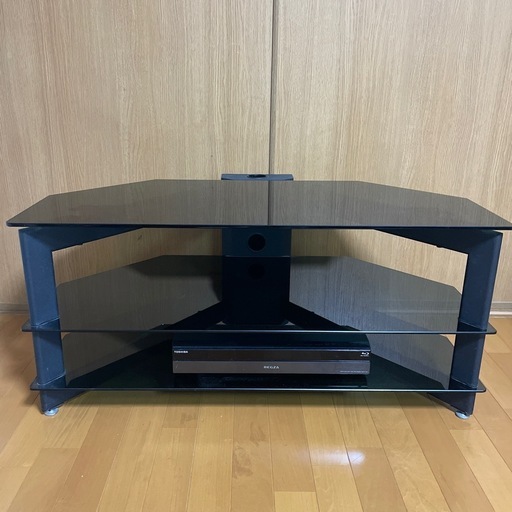 【美品】テレビ台　2段　ガラス　ブラック