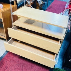 MUJI  muji 無印　無印良品　ステンレスユニットシェルフ　オーク材2段棚付きの画像