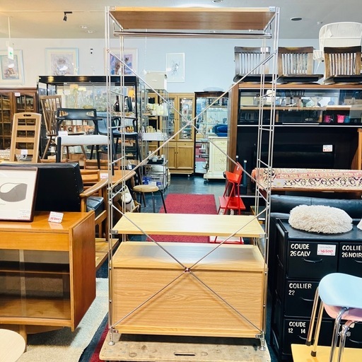MUJI  muji 無印　無印良品　ステンレスユニットシェルフ　オーク材2段棚付き