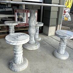 ★配送料込み★ 大理石丸テーブル 大理石イス4脚【マジカルスケッチ】の画像