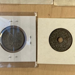 古銭(6枚)と旧紙幣(2枚)の画像