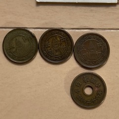 古銭(6枚)と旧紙幣(2枚)の画像