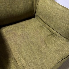 【0円・無料】一人掛けソファ／グリーン系（引き取り限定）の画像