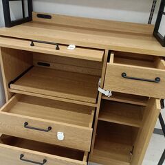 リユースのサカイ栃木店★ジモティ割あり★  食器棚 ベージュ W90×D40×H180 クリーニング済み TC12162の画像