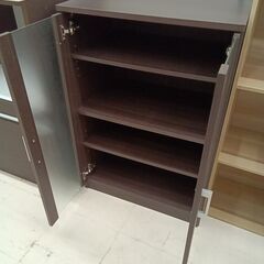リユースのサカイ栃木店★ジモティ割あり★  食器棚 ダークブラウン W59.5×D39.5×H89.5 クリーニング済み TC12167の画像