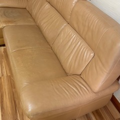 カリモク家具レザー コーナーソファ　右肘シェーズロングの画像