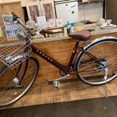 【SALE！防犯登録無料！前後タイヤ・チューブ新品！】LEDオートライト　6段変速　27インチ自転車　ブラウンの画像