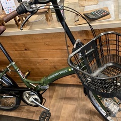 【SALE！防犯登録無料！前後タイヤ・チューブ新品！】LEDオートライト　6段変速　　20インチ折りたたみ自転車　モスグリーンの画像