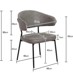 ダイニングチェア2つ 肘付き ハーフアーム ハンギング お掃除ロボット対応 PUレザー スチール脚 カフェ シンプル (PUグレー, 二脚)の画像