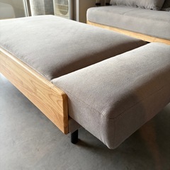 シェーズロング ソファ 一人掛け リクライニング カウチソファ ファブリック コーデュロイ 合皮 グレージュの画像