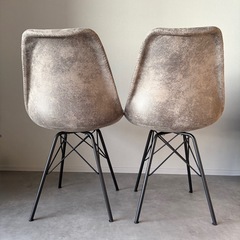 Sanesuline イームズチェア 座面高め ダイニングチェア 椅子 シェルチェア リプロダクト 鉄製脚 2脚セット グレーの画像