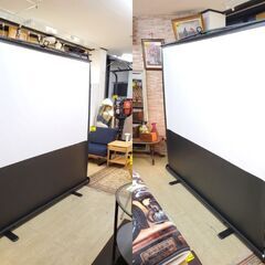 ※即 プロジェクタースクリーン 大型 床置き式 EEX-PSY2-100HDV 100インチ 4K ハイビジョン映像対応 自立式 設置簡単 イーサプライ ◆近隣配送無料 買取帝国 朝霞店の画像