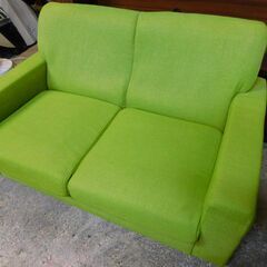 【JM948】ソファ 特価 2Pソファ 2人掛け グリーン 幅約124cmの画像