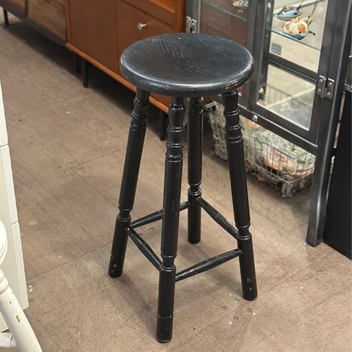 スツール 木製スツール 黒 ブラック ハイスツール 丸スツール wooden stool black high stool round stool