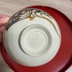 茶碗　茶道　桜　金箔　扇面　扇子の画像