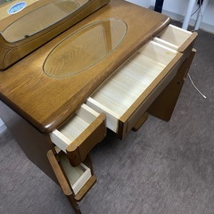 木製ドレッサー＆チェアセット（鏡台）鏡・椅子付きの画像