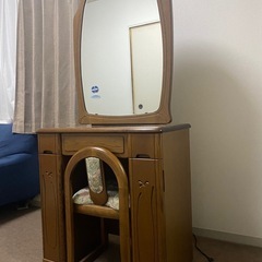 木製ドレッサー＆チェアセット（鏡台）鏡・椅子付きの画像