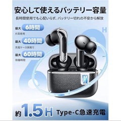 ワイヤレスイヤホン Bluetooth 5.4 最長36時間再生 通話マイク内蔵の画像