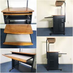 ELECOM パソコンラック YDN-75H スライド引出し・可動式棚板2枚・配線コード通し可能 エレコム ハイタイプシステム机 キャスター付きの画像