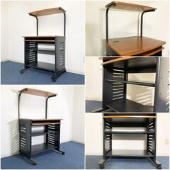 ELECOM パソコンラック YDN-75H スライド引出し・可動式棚板2枚・配線コード通し可能 エレコム ハイタイプシステム机 キャスター付きの画像