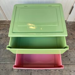 引き出し式収納ケース2個セット（グリーン/ピンク）約 幅51×奥行40×高さ46cm　※取り置き不可の画像