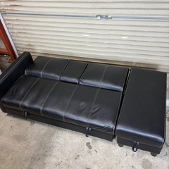 多機能　ソファー　ソファーベッド　収納付き　レザー　ブラック　ベッド　インテリア　ソファの画像