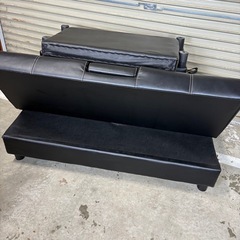 多機能　ソファー　ソファーベッド　収納付き　レザー　ブラック　ベッド　インテリア　ソファの画像