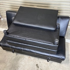 多機能　ソファー　ソファーベッド　収納付き　レザー　ブラック　ベッド　インテリア　ソファの画像