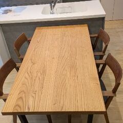 【新古品】ダイニング5点セット【無垢＆アイアン】の画像