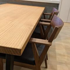 【新古品】ダイニング5点セット【無垢＆アイアン】の画像