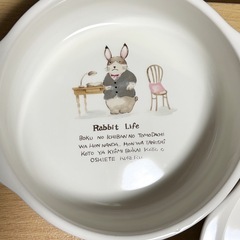 陶器のお皿 3枚セット　うさぎデザインの画像