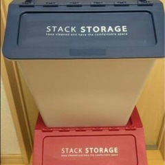 ゴミ箱 大きめ　青 赤 2個セットの画像
