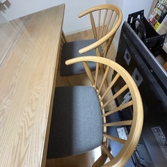 【美品】北欧風・和モダン　木製ダイニングテーブル＋椅子4脚／ナチュラル／状態良好の画像