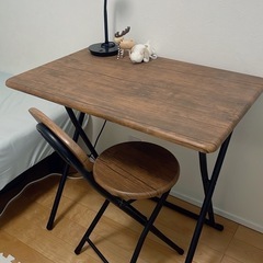 木目調  デスク＆チェア 折りたたみの画像