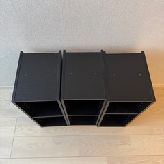 カラーボックス ニトリ 3個 連結できるNカラボ スリム 2段(ブラック) の画像