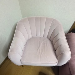 Altrobene ピンクベロア 1〜1.5人掛けソファ（ベルベット／モダン）の画像