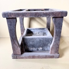 レトロ 火鉢 囲炉裏用 木枠付き 灰入り 古道具 古民具 の画像