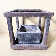 レトロ 火鉢 囲炉裏用 木枠付き 灰入り 古道具 古民具 の画像