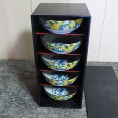 九谷焼 弥生窯 黄地花鳥 ４号小鉢 ５客　の画像