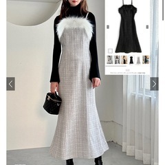 GRLのファー付きツイードワンピースです☺️の画像