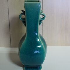 清水焼　青磁　花瓶 京都泉山　洛山窯　富田洛山作の画像