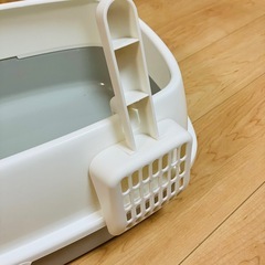 【新品未使用】猫　トイレ 猫用トイレ Lサイズ グレー×白の画像