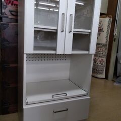 美品　車に積めるサイズ　食器棚　レンジ台　電子レンジ　オーブントースター　オーブンレンジ　炊飯器　棚　キャビネットの画像