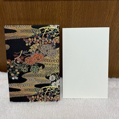 新品未使用 御朱印帳 Lサイズ 雅（黒）花柄の画像